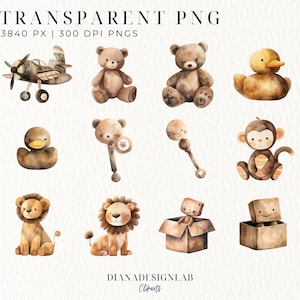 Watercolor Baby Toys Clipart, Boho Nursery Decor, Newborn Children Png ...