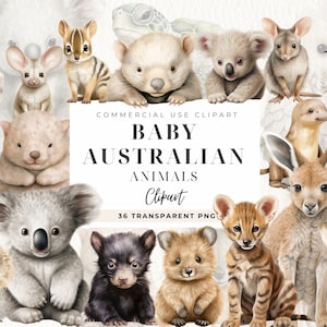 Australische Tiere Clipart, Papierkunst, Tasmanischer Teufel, Australische Baby Niedliche Tiere, Kinderzimmer, Babyparty, Kartenherstellung, Aquarell Stil