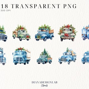 Blue Christmas Truck Clipart, Greeting Card, Christmas Truck ...