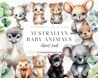 Imágenes Prediseñadas De Animales Australianos, Manualidades Con Papel, Demonio De Tasmania, Animales Lindos Bebés Aussie, Guardería, Baby Shower, Fabricación De Tarjetas, Estilo Acuarela