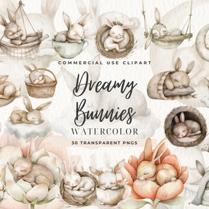Schlafende Baby Bunnies Clipart, sofortiger Download, Baby Newborn, Hase Geburtstag Clip Ar, Kartenherstellung, Hase-Baby-Dusche, Frühling Clipart