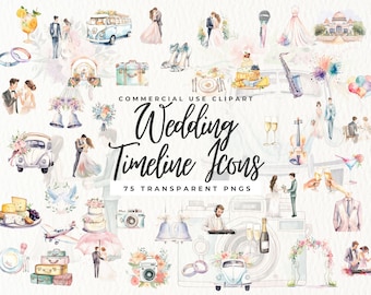 Wedding Timeline Icons Clipart, Marriage Icon Pack, Wedding Card Clipart, Wedding Itinerary Graphics, Junk Journal, Wedding Itinerary Symbol