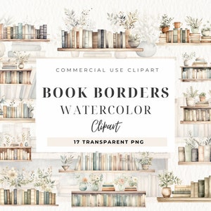 Imágenes prediseñadas de bordes de libros, impresión de libros en papel para niños, descarga digital, diario basura de artesanía en papel, impresión en papel, marco de garabatos, amantes de la lectura