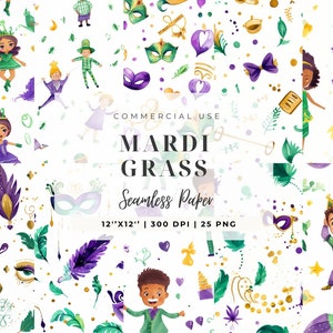Mardi Gras Seamless, Digital Paper Png, Tumbler Template, Seamless Pattern, Shrove Tuesday Fat Tuesday, Brazil Holiday, Commercial Use