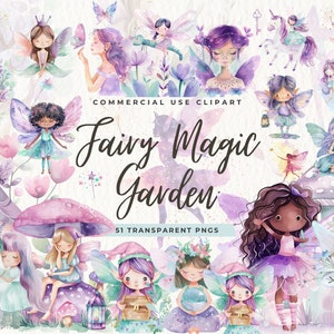 Fairy Garden Clipart Aquarell, Kommerzielle Nutzung, Fairy House, Feen Blumen Clip art, Instant DownloadM Digital Download, Junk Journal