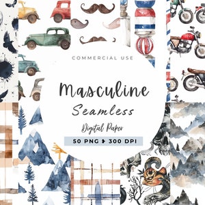 Naadloos papier mannelijk, Vaderdag, digitaal papier voor ongewenste tijdschriften, manpatroon, geruit ontwerp, instant digitale downloadbestanden PNG