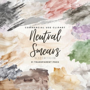 Neutral Smear Clipart, Aquarell Splatter Clipart, abstrakter Hintergrund, Spritzer Neutral, digitaler Download, Pinselstriche, kommerzielle Nutzung