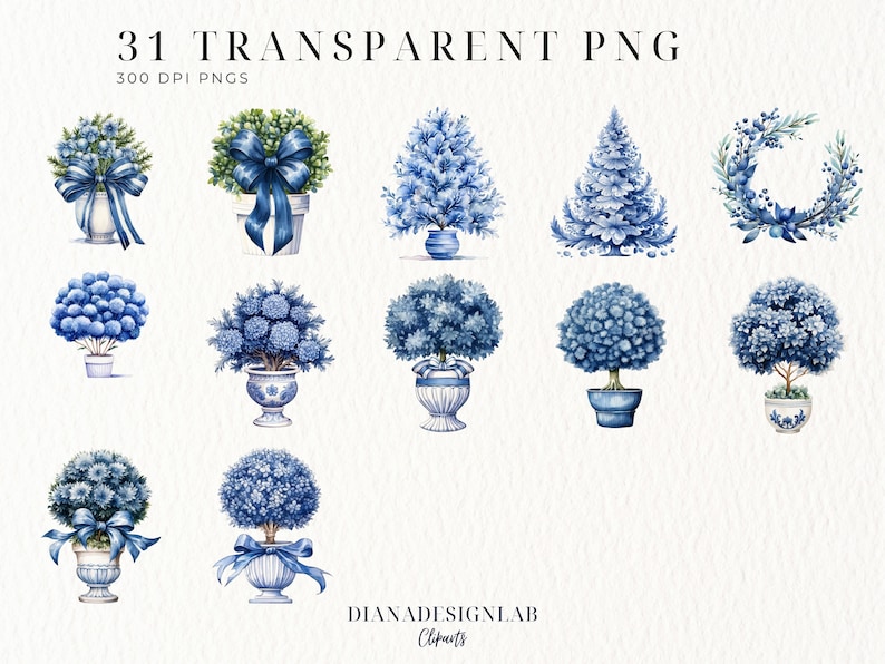 Christmas Topiary Clipart, Printable Art, Sublimation Cut Files ...