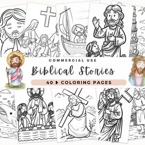 Historias bíblicas para colorear, manualidades para la escuela dominical, historias bíblicas, manualidades cristianas para niños, descarga digital instantánea, páginas cristianas para niños