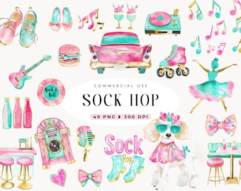Sock Hop Clipart, 50'S Retro Dinner, Fifties Party, Records And Smoothie Graphics, Vinyl Record, Retro Diner, Jukebox, 1950s, Party Invite