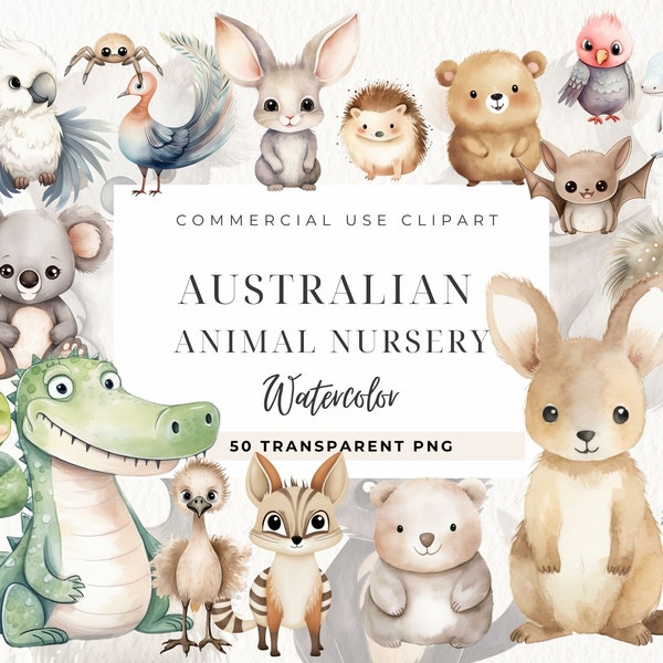 Australian Animal Nursery Clipart, Nursery Aussie Animals Digital Paper, Baby Clip art, Koala Bears, Nursery Decor Wall Art, Commercial use