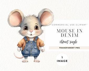 Cute Mouse Clipart Aquarela, IMAGEM ÚNICA, Licença Comercial, Transparent Png, Junk Journals, Digital Paper Craft, Cute Animal