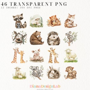 Mama and Baby Animal Clipart, Woodland Animals, Commercial Use, Cute ...