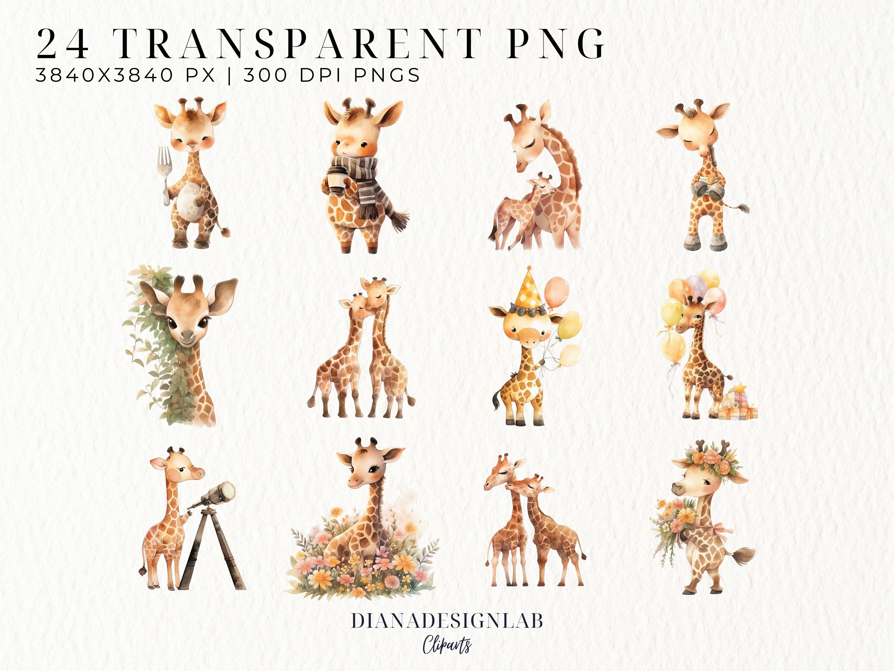 Baby Giraffe Nursery Clipart PNG, Baby Shower, Jungle Birthday Decor ...