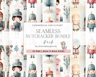 Christmas Nutcracker Seamless Pattern, Pastel christmas seamless files, Printable Digital, Gift Wrapping Seamless Digital PNG Commercial Use