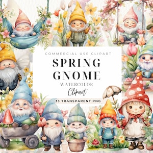 Spring Gnome Clipart, Cute Floral Gnome Clip Art, Commercial Use, Easter Nursery Art, Holiday Png, Garden, Gnome sublimation