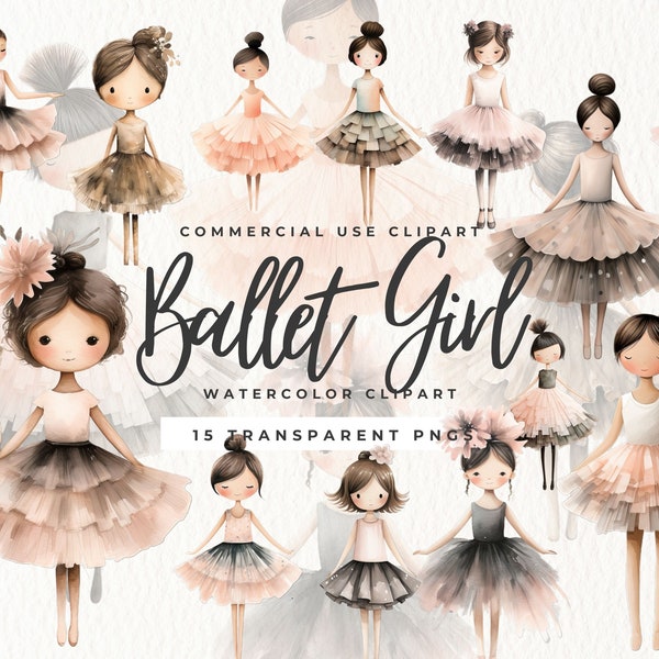 Ballet Girl Clipart, Cute Ballet Clip art, Instant Download, Ballerina Clipart, Commercial Use, Chic Ballet Characters, Swan Clipart
