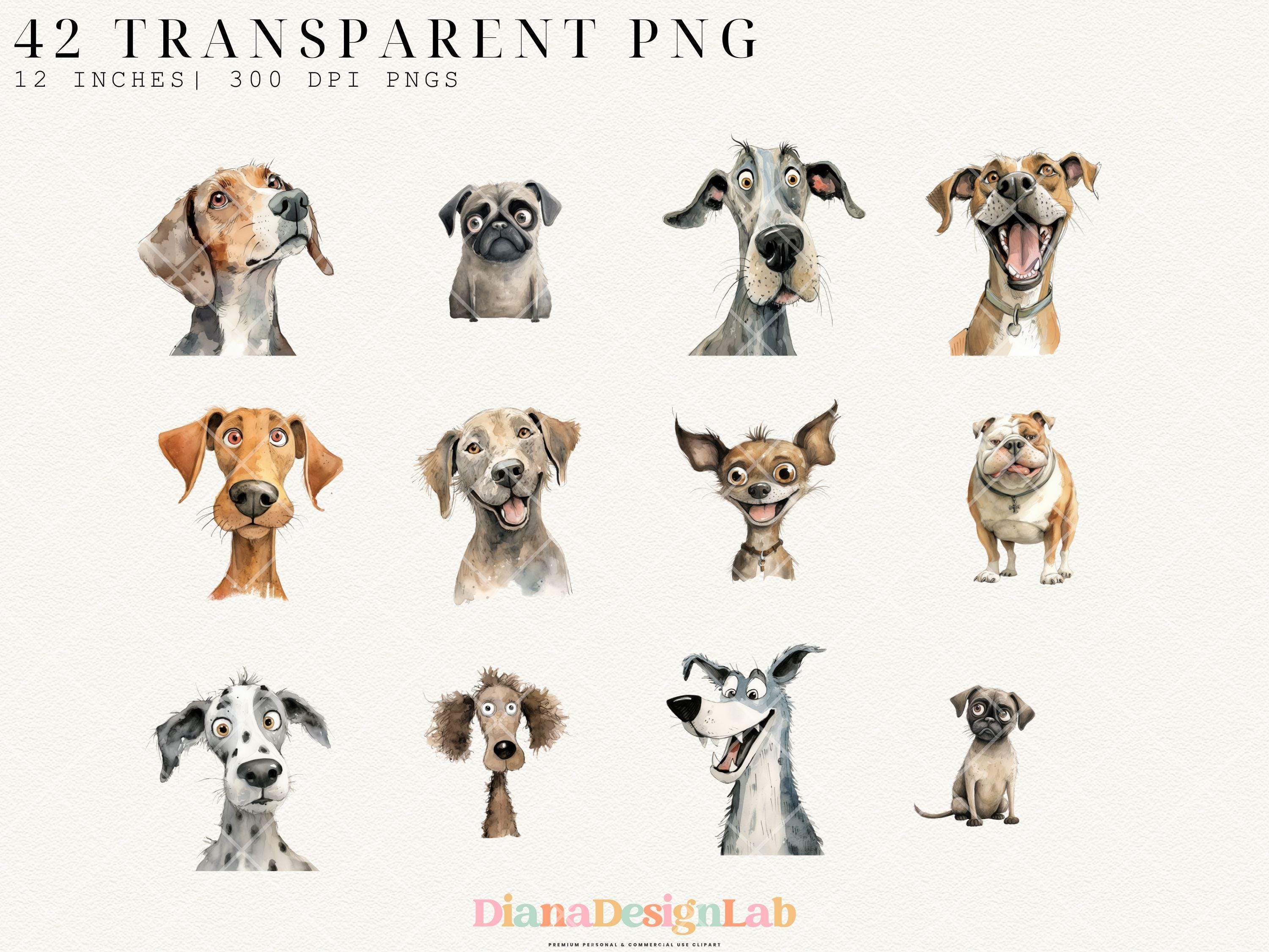 Quirky Dog Clipart, Whimsical Dogs Clip Art, Kawaii Dog, Quirky Dog ...