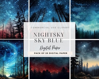 NightSky Texture Clipart, Night Sky Starry Backgrounds, Night Time Scenes, Forest Night illustration, Mountain Stars Image, Commercial Use