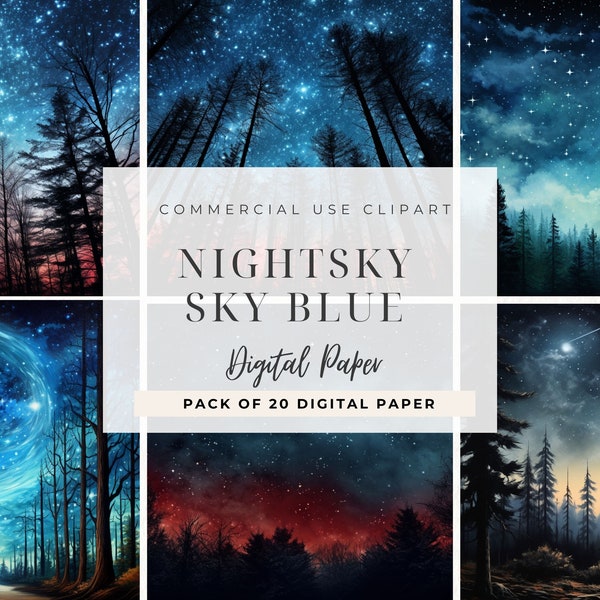 NightSky Texture Clipart, Night Sky Starry Backgrounds, Night Time Scenes, Forest Night illustration, Mountain Stars Image, Commercial Use