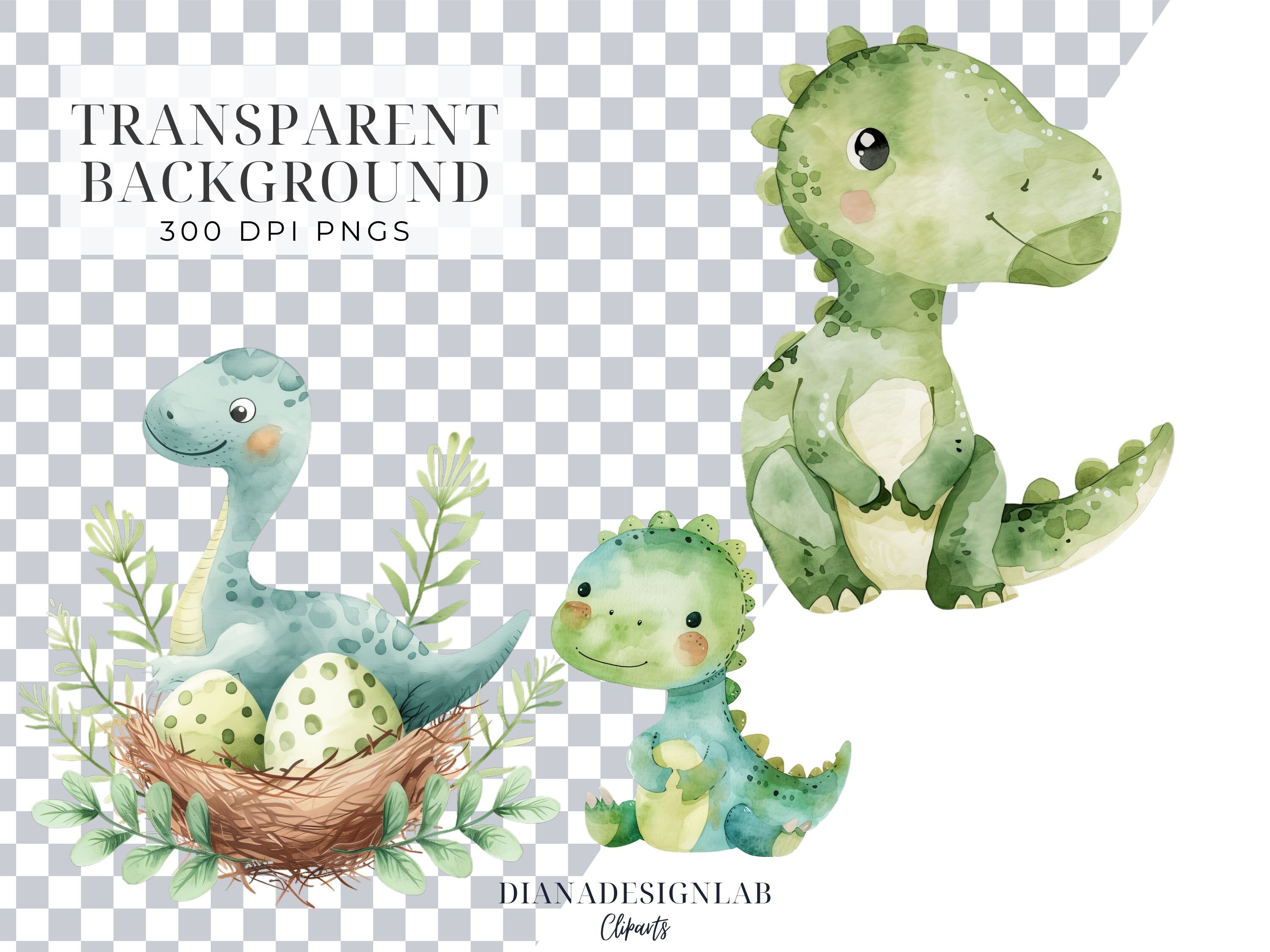 Baby Dino Watercolor Clipart, Nursery Decor, Baby Shower, Cute Dinosaur ...