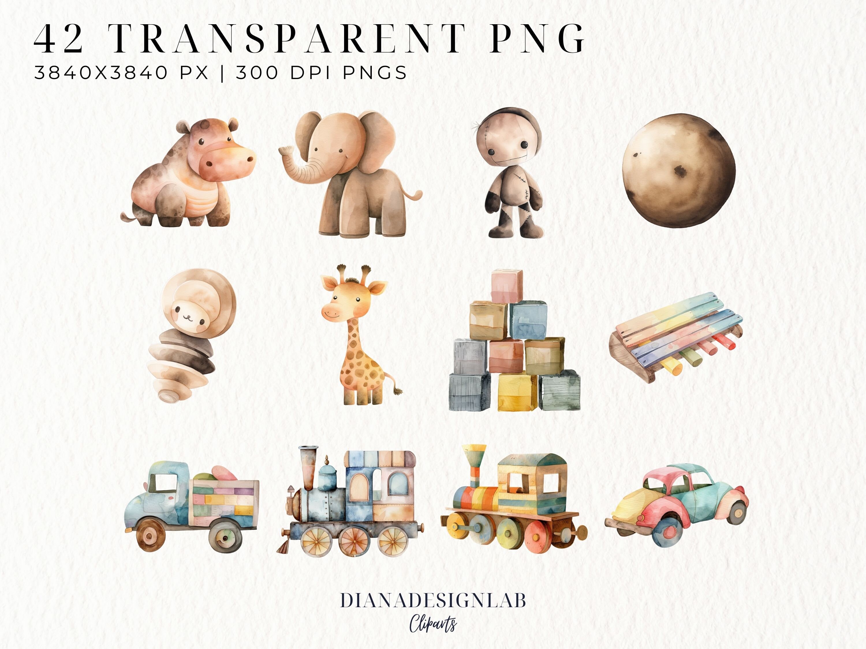 Watercolor Baby Toys Clipart, Boho Nursery Decor, Newborn Children Png ...
