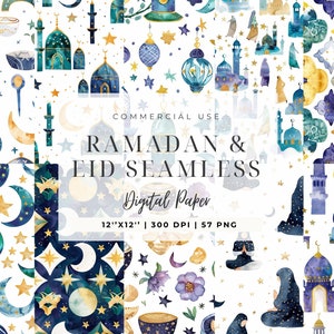Modèle sans couture de Ramadan Eid, téléchargement numérique, Islam Dxf, Eid Al Fitr, Eid Mubarak, usage commercial, Eid islamique, arabe, croissant de lune