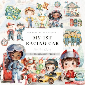 Clipart da corsa ad acquerello, Download istantaneo, Arte della scuola materna, Stampabili, Auto da corsa, Auto vintage carine, Veicolo sportivo, Bambini da corsa, Commerciale