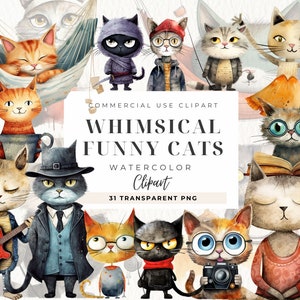 Clipart chat original, clipart chats fantaisistes, chat kawaii, chat original numérique, portraits de chat mignon, usage commercial, clipart agenda, chats rigolos