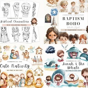 Bible Story Clipart Bundle II – 645 PNG Biblical Characters & Religious ...