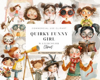 Clipart fille originale, usage commercial, objets éphémères fantaisistes, jardin magique, téléchargement immédiat, journal indésirable fantastique, créations en papier, jolie poupée