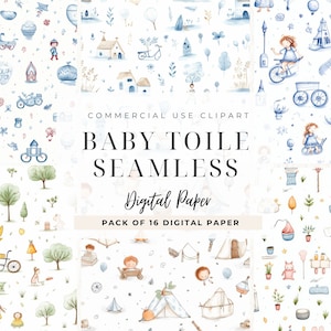 Papel digital Toile Baby, convite com visual vintage, cartão de Natal para anúncio de bebê, Chinoiserie Toile, download digital instantâneo, comercial