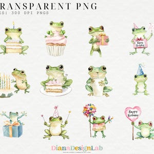 Frog Birthday Clipart, Digital Clipart Scrapbooking, Cute Frog, Wetland ...