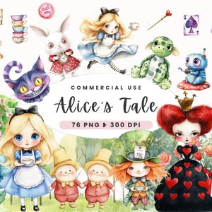 Alice in wonderland clipart watercolor, Tea Party Decor, Whimsicall Collection, White Rabbit, Cute Fantasy Art, Birthday, Commercial Use
