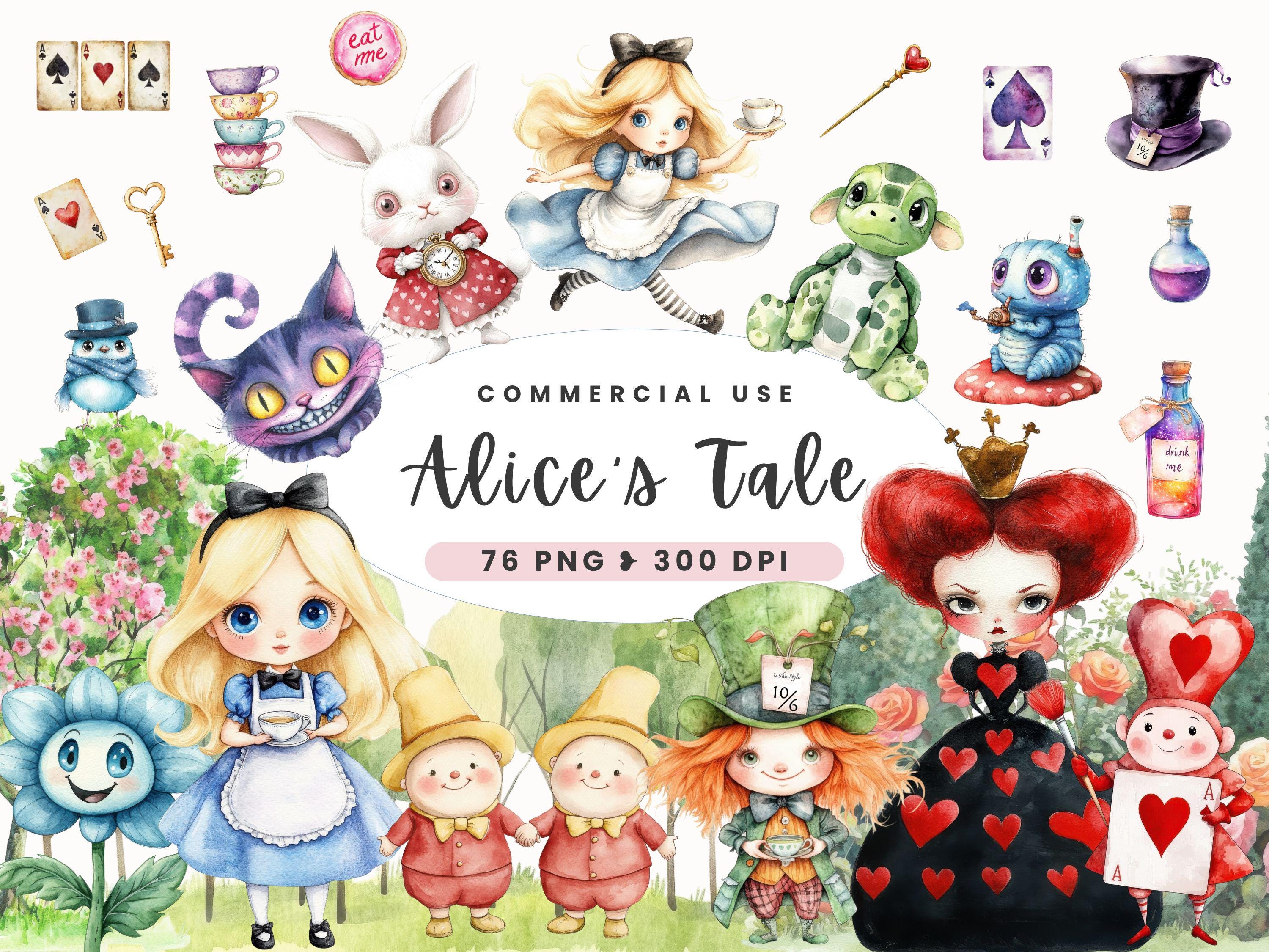 Alice in Wonderland Clipart Watercolor, Tea Party Decor, Whimsicall ...