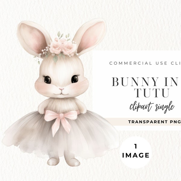 Bunny Tutu Clipart, Ballerina Baby Girl, Tutus Graphics, Watercolor Ballerina, Card Making, Nursery Png, Baby Shower, Instant Download