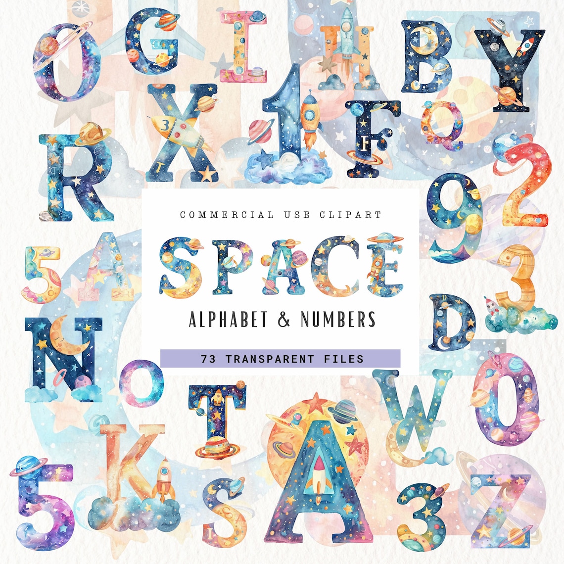 Space Lettering Logo Space Alphabet Clipart, Digital Download, Boys Alphabet Png, Space ...