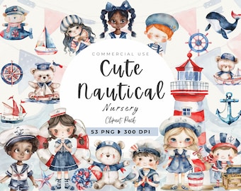 Baby Boy Nautical Clipart, Baby Shower, Cute Sailor, Baby Girl, Sailing Ocean Graphic, Pirate, Birthday Boy,  Sailor Gir, Summer PNG