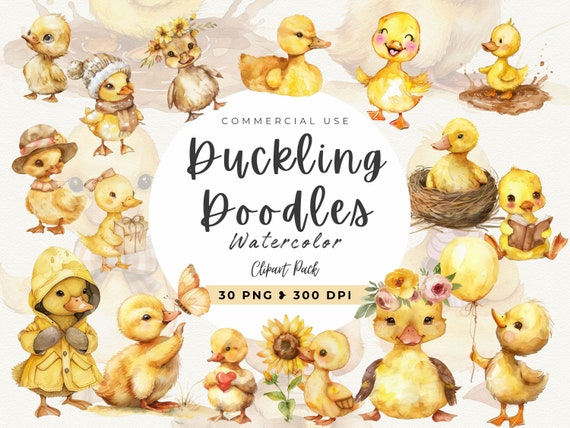 Duckling Clipart, Instant Download,Paper Craft, Duck Duckling, Animal Baby, Duck Png, Watercolor Duck, Baby Shower, Commercial Use