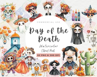 Mexikanisches Halloween Clipart, Tag der Toten, kommerzielle Nutzung, Dia De Los Muertos, Mexiko, süßer mexikanischer Halloween-Geist, Schädel, Skelett
