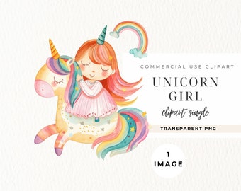 Princesa Chica en Unicornio Clipart, Unicornio Clip Art, Pony Rainbow, Descarga Digital, Cuento de Hadas Png, Uso Comercial, Niña, Fiesta Infantil