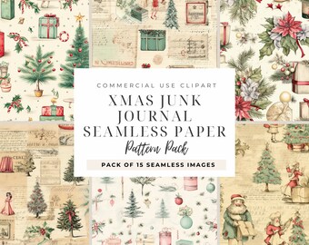 Christmas Junk Journal Papers Ephemera Digital, Christmas Scrapbook Papers, Digital Collage Journal, Atc Cards, Junk Journal Pages PNG