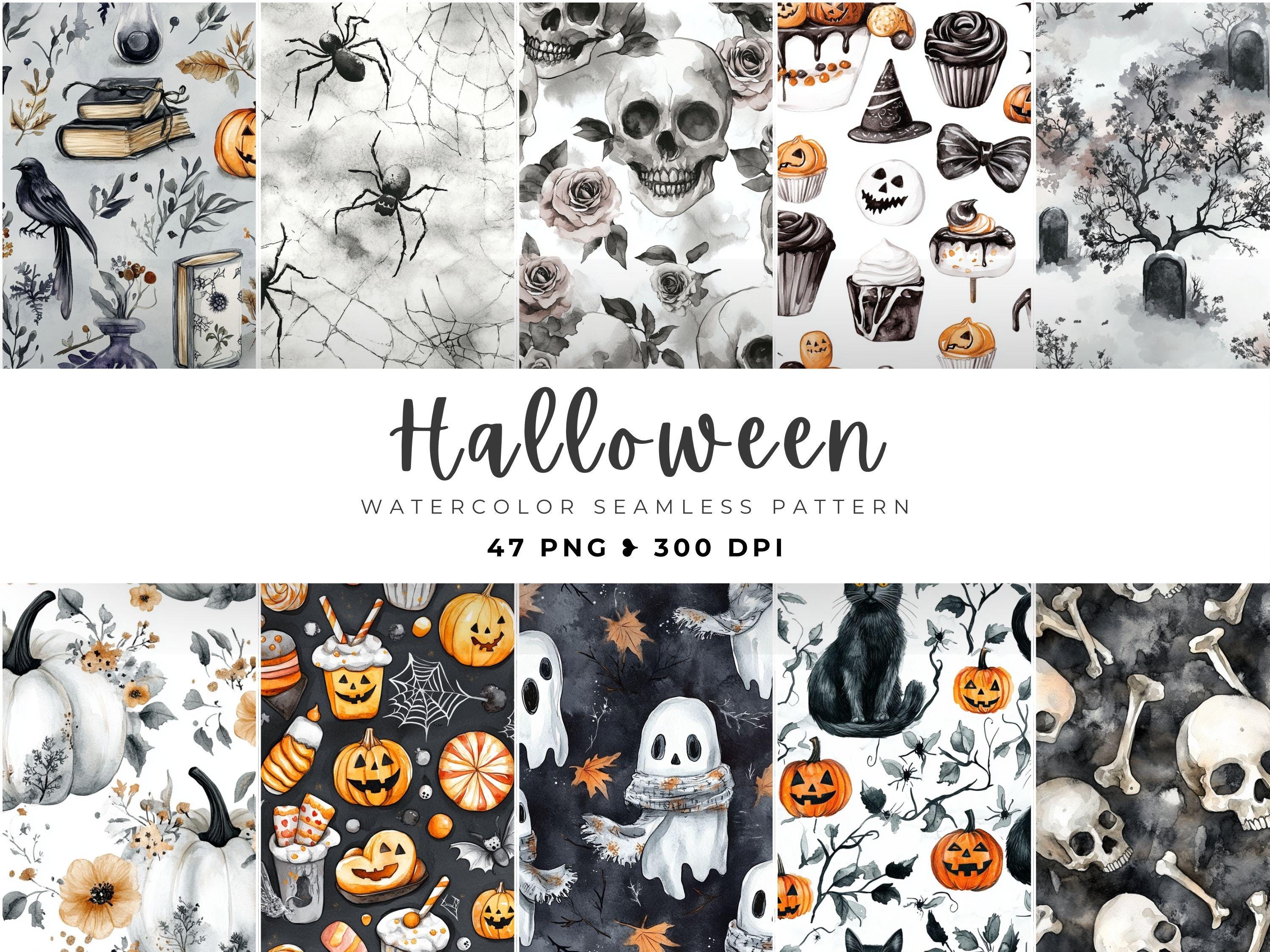 Halloween Seamless File Boys, Seamless File, Halloween Digital Paper, Ghosts, Spiders, Spooky papers, Neutral Seamless Repeat