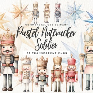 Clipart de quebra-nozes de Natal pastel, Natal quebra-nozes, cartões de Natal 144, fada de ameixa de açúcar, cartões de Natal em aquarela 087