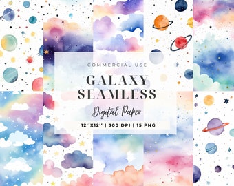 Galaxy Pattern Seamless, Universe Texture, Galaxy Fabric Design, Seamless File, Sublimation, Commercial Use, Space Pattern, Plannets