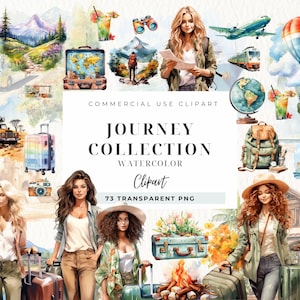 Girl Clipart Travel, Fashion Girl Boy, Adventure Clip art, Verano, Vacaciones, Viajes, Playa, Avión, Maleta, Boleto, Equipaje