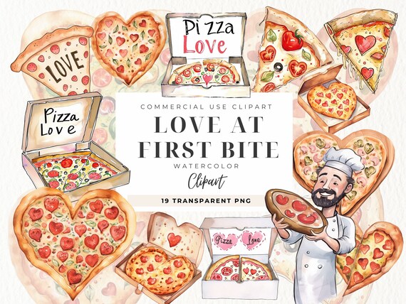 Heart Pizza Clipart, Digital Download, Pizza Clip Art, Pizza Slice PNG, Valentines Clipart Cute, Valentine's Day Food Cheese, Commercial Use