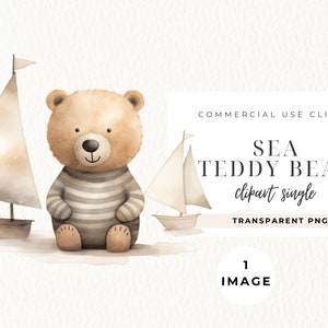 Süßer Sailor Teddy Bär Clipart, Clip Art Nautik-Kinderzimmer, unter dem Meer, Strand PNG, Geburtstag, Babyparty, Leben im Meer, kommerzielle Nutzung
