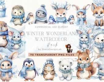 Winter Wunderland Clipart Bundle, Aquarell Winter Wunderland Baby Shower Einladung, Geburtstag SVG, Urlaub Clipart, kommerzielle Nutzung