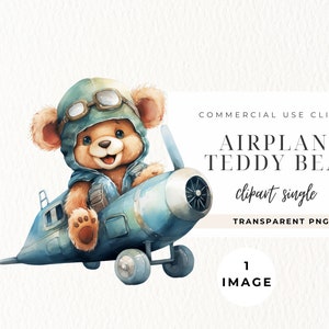 Clipart ours volant, ours en peluche vintage, clipart baby shower, clipart nounours mignon, téléchargements numériques, bébé ours pilote, pour usage commercial